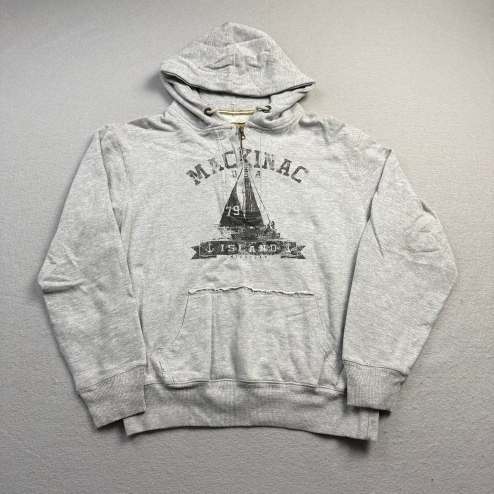 Avalon Mackinac Island Hoodie Gray Graphic Pullover Large
